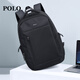 POLO【新品】双肩包男款大容量旅行背包男大学生通勤时尚书包休闲电脑 黑色.