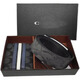 Goyn Herren gedruckter kurzer Brieftasche Brieftasche Brieftasche Pin Schnalle Herrengürtel mit Vollverpackung High-End-dreiteils Set Relief Schwarz