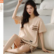 Modal pajamas for women in summer 2025 new cotton short-sleeved suit Korean style thin style for outdoor wear cartoon home clothes Y9856 M 75-95Jin [Jin equals 0.5 kg]