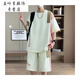 Ketuke Qianyue teenager shorts shorts suit boys high school junior high school ice silk shirt big children summer casual sportswear 6198 m white (short sleeves + shorts) Quality assurance M 70-90Jin [Jin equals 0.5 kg]