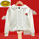 G.duck parent-child clothing for a family of three hooded sweatshirts for men and women in autumn and winter new long-sleeved tops plus velvet and thickened family jackets red hooded five-star red flag Chinese chest mark plus velvet 110 30-40Jin Jin is equal to 0.5 kg