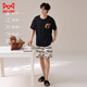 
Catman (MiiOW) pajamas men's summer pure cotton thin shorts shorts plus size summer casual home clothing suit A-844 men L