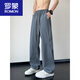 Romon Herrenhose Sommer Dünnes Mesh atmungsaktuelle, gerade Eisseidenhosen für Jungen graue amerikanische Schnellrockshosen Casual Hosen 6636 Schwarz + 6632 Schwarz M.