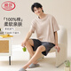 
LangSha men's short-sleeved pajamas men's summer large-size boys' home clothes pure cotton suit for outside wear 2025 new 13601 2XL