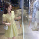 Frauen 2025 Sommer neuer Stil Französischer Design Sinn für kleine Menschen Taille Hugging Slim Princess Kleid D1478 Yellow 2xl [130-145jin [Jin gleich 0,5 kg]]]