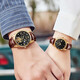 Le couple certifié OLEVS Swiss regarde une paire de montres mécaniques entièrement automatiques Hollow Veol Veil lumineux imperméables hommes et femmes Regardez la version améliorée améliorée 3601 + 6629 en cuir marron noir