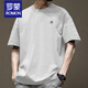 ROMON heavy Xinjiang cotton pure cotton summer American round neck short-sleeved T-shirt men's daily loose casual trendy brand short-sleeved men's T-shirt white-1365 short-sleeved-100% cotton S recommended 90-115Jin Jin equals 0.5 kg