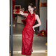Nuit kui mince en dentelle de cheongsam avec rouge long coul coul