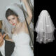 
Shantoulin Village Veil Certificate Pearl Bride Veil Main Wedding Dress Bow Pearl Hair Garment Puffy Korean Style Photo Shot Band Beaded Veil-about 80cm