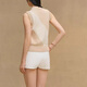 Hermes (HERMES) Women's Sweater Candy Libris Embroidery Patch Cotton Silk Blended Round Neck Sleeveless Pullover 2025 New Style Beige 34