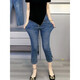 Alfred große Fett MM High Taille Elastic Siebenpunkt Zigarettenhosen Birnenförmiger Körper 2025 Frühling und Sommer neue Jeans Frauen 6189 Blaue 7-Punkten-Hosen Elastizität L 100-115jin [Jin gleich 0,5 kg]