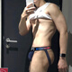 MEN UNDERWEAR PUMP!性感男士丁字裤薄款网孔情趣双丁内裤同志比基尼T裤露臀提臀U凸 1条（白色） XL