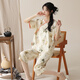 Yalu Women's Short Sleeve Pajama Set Summer New Chinese Style Cotton Home Cropped Pants Thin Summer Can Be Wear Outdoor LZY9902 M Code Recommended 75-95Jin [Jin equals 0.5 kg]