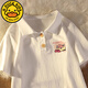 G.DUCKKIDS girls pure cotton short-sleeved t-shirt polo shirt printed summer clothing medium-sized children's base shirt children's fashionable top white #1105 120 cm suitable for 110-120cm 5-6 years old