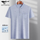 Septwolves daddy's lapel ice silk short-sleeved T-shirt middle-aged men's casual T-shirt middle-aged and elderly thin POLO shirt summer ice silk-9923 blue real pocket M 48/165