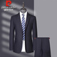 Pierre Cardin 100% pure wool suit suit for middle-aged men, high-end business formal wear, groom and wedding suit two-piece black 100% wool #1002 style without slit M 170/46 Recommended 100-130 Jin Jin equals 0.5 kg