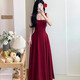 Mu ni Red Sfarte Stars Singer Summer's Summer's Femenino Vestido de cuello en U de cintura Falda Controlación de la ropa Tostada Ropa para verse delgada falda roja roja [hamburguesa Red] Tamaño L