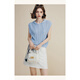 Famanxuan (Famanxuan) Blue Sweater de chaleco sin mangas con capucha para mujeres 2025 Summer Nueva pieza de perlas en plurillo Hollow Top Top Night Star Palabra todo tamaños