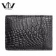 V.V.Brown Men's Business Card Case Driver's License Bag Crocodile Pickup Bag Card Holder Genuine Leather Unisex ID Bag Black