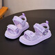 Children's Sandals Girls Princess Shoes 2025 New Summer Girls Fashion Soft Bottom Beach Shoes Baby Sandals Anti-Slip Purple Size 33 Inner Length 20.3cm