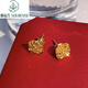 Shunfusheng SOENFUSE new sparkling sugar cube earrings gold brushed flower earrings 999 gold fashionable earrings for your girlfriend brushed small sugar cube earrings (large style)