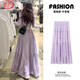 Langsha Korean Gentle Skirt Women's 2025 Autumn New Chiffon High Waist Cake Skirt Draping Swing Skirt A-Long Skirt