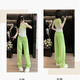 Yu Zhaolin (Yuzhaolin) 2025 Sommerer Modeanzug für modische altersreduzierende T-Shirt von Frauen mit hoher Taillenabschleife zweiteilige grüne Hose 7373b s