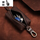 Kangourou de grande capacité Crazy Horse en cuir clés sac rétro couche de tête clé en cuir couvercle zipper vêtements en cuir authentique clés sac Coffee Couleur