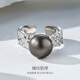 Meluxe S925 silver Tahitian black pearl ring seawater pearl women's ring birthday gift for wife 10-11mm