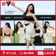 Yalu Mei's back lingerie women's one-piece markless gathering and anti-sagging summer can wear thin cross-sling bra new black-set 70A 32