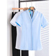 AJLD Flugbegleiter Interview Shirt V-Neck Blau kurzärmelig weibliche Temperament Stewardess Uniform Arbeitskleidung Karrierehirne Karriere Anzug KL9922 Langsalzes weißes Hemd 80jin [Jin entspricht 0,5 kg] ~ 89jin [Jin gleich 0,5 kg]