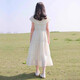 Vestido de niñas Summer 2025 Nuevo estilo para niñas Corea Coreana Corea Corea Princesa Vestido de vacaciones para niños Vacaciones largas Summer Off White 160