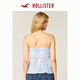 HOLLISTER25 Autumn French Y2K Sweet Off-Shoulder Babydoll Top Women's Top 340-5180 Blue Print L (165/100A)