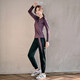 Nobana fitness sports suit Pilates women's loose long-sleeved sports running quick-drying clothing breathable yoga practice clothing purple short-sleeved + purple trousers M