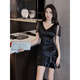 Pierre Cardin Nachtclub Arbeit Kleidung sexy Kleid KTV Kleid Massage Fußbadetechniker Arbeit Kleidung Hüftrock 3882 Schwarz M suggeriert 95-105jin [Jin ist gleich 0,5 kg]