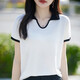 CKXNC mulberry silk lapel short-sleeved cardigan T-shirt for women 2025 summer fashion skin-friendly wool v-neck half-sleeved top white JXYZRJT-6197 L