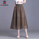 AEMAPE high waist mesh large hem A-line half-length gauze skirt 2025 new summer design simple and fashionable mid-length skirt 9902 long gauze skirt black one size (95-130Jin Jin equals 0.5 kg)