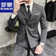 Romon Suit Men's Wedding Groom Best Suit Host Empresar Casual Traje formal Traje de doble pecho