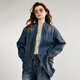 Chaqueta casual de chuyu para mujeres 2025 Autumn New Retro French Denim Flow Heavy Industry Chaqueta Top Osck Blue M