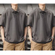 Camisa de solapa japonesa de UKUHPK Camisa de algodón de manga corta de manga corta y versátil Tendencia de cuello suelto G691 Black + Gray M [sugerido 90-110Jin [Jin iguala 0.5 kg]]]