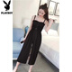 Playboy; PLAYBOY2025 new chiffon overalls for women in summer thin Korean style loose small suit fashionable age-reducing jumpsuits White T-shirt + black pants (two-piece set) S S recommended 75-85Jin [Jin equals 0.5 kg] to wear