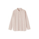 MUJI Women's Washed Plain Shirt Collar Long Sleeve Shirt Undershirt Women's Winter Outer Thin Jacket Pink Stripe M (160/84A)