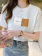 Playboy; Camiseta de manga corta Playboy White Women's New Summer Lo suelto Versión coreana Corea redonda de diseño de gran tamaño a media manga Top N3523-White XL