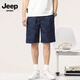 JEEP SPIRIT men's shorts summer thin loose cotton printed beach casual five-point medium pants men 9215 navy blue 3XL [161-175Jin[Jin equals 0.5 kg]]