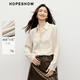 Red Sleeve Satin Draped Shirt 2025 Winter New Women's Lapel Temperament Commuting Versatile Western Style High-Quality Textured Top White 001 S