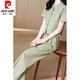 皮尔卡丹（pierre cardin）时尚套装女夏季2025新款洋气显瘦御姐圆领短袖衬衫直筒裤两件套女 12608-黑色套装 M 【建议80-95斤】