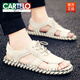 
CARTELO leather sandals men's 2025 new summer outside leather trendy brand Roman shoes driving beach sandals men HY/HY9926-A- beige 39 sports code