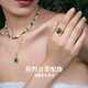 CIGA LONG small lucky beads malachite ring earrings necklace S925 Oriental leisurely new Chinese style jewelry small lucky beads malachite necklace