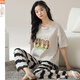 Modal pajamas for women in summer 2025 new short-sleeved suit trousers all cotton Korean thin style for outdoor wear Y9720 M (recommended 75-95Jin [Jin equals 0.5 kg])