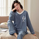 Pang Donglai DL Même pyjamas pour les femmes au printemps et à l'automne Coton Pure Version coréenne Cartoon Carton à manches longues Large taille Suit en deux pièces Automne d'été et de style de style hiver GXT9923 Couleur d'image M (recommandée 75-95jin [Jin est égal à 0,5 kg]))